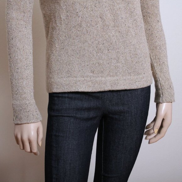 J. Crew Factory Metallic Lambs Wool Blend Crew Neck Sweater Tan Women Size XS - Picture 5 of 9